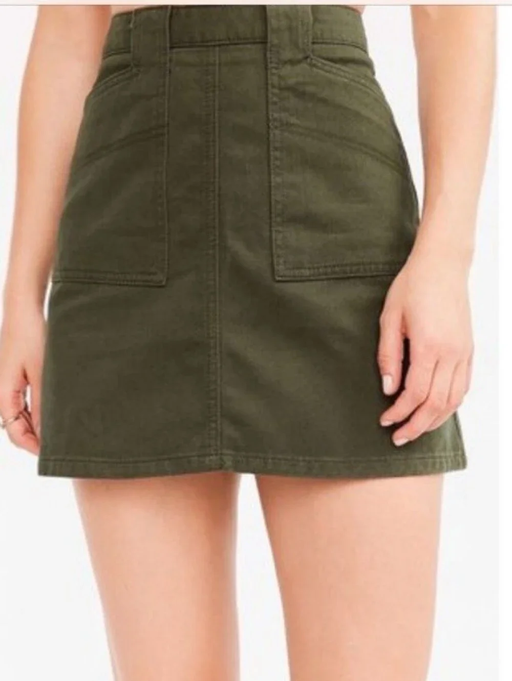 Urban Outfitters BDG Olive Green Denim Utility Mini Skirt Size XS